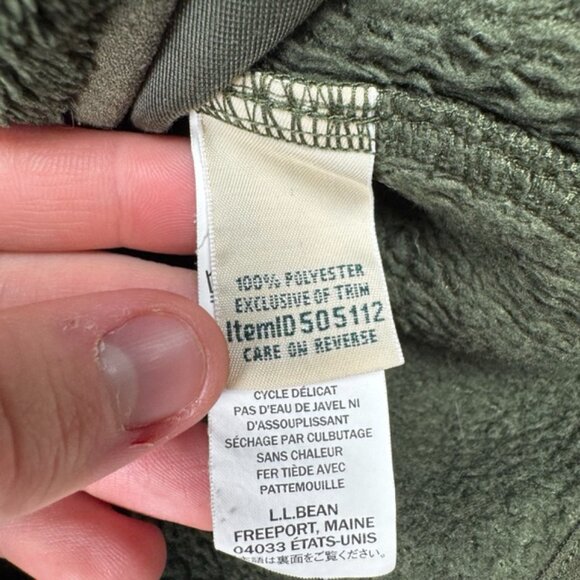 LL Bean High Pile Fleece Fuzzy Pullover Women Small 1/4 Snap T Green 505112 - Picture 6 of 10